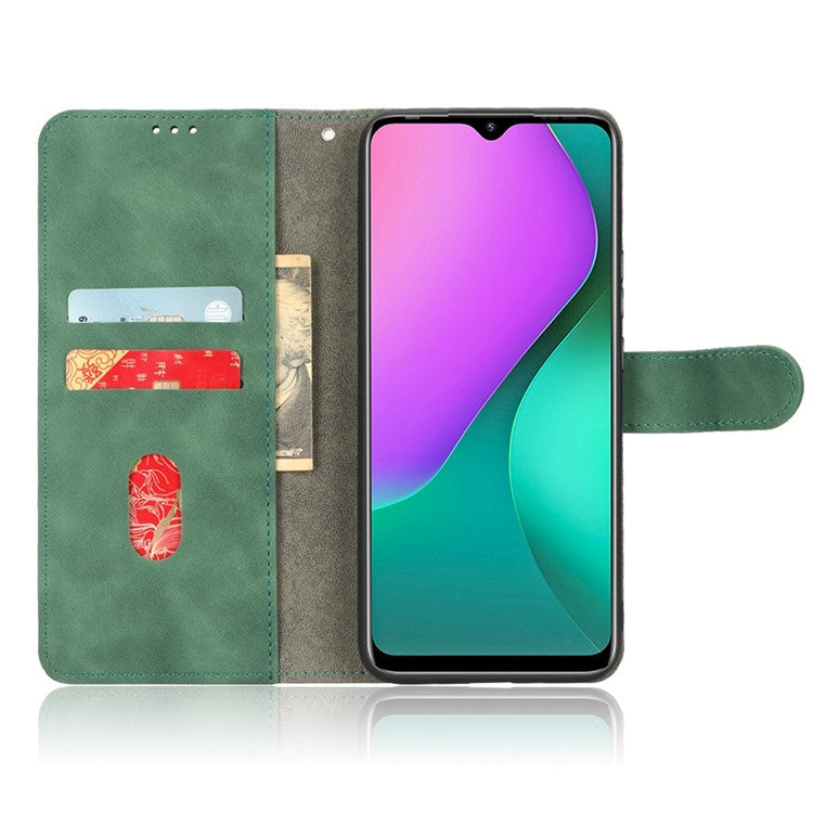 Phone Cover for Infinix Hot 10 Play, Collision Resistant Skin-Touch Feeling PU Leather Wallet Case with Stand Feature - Green