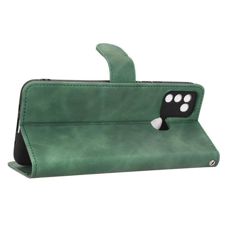 Phone Cover for Infinix Hot 10 Play, Collision Resistant Skin-Touch Feeling PU Leather Wallet Case with Stand Feature - Green