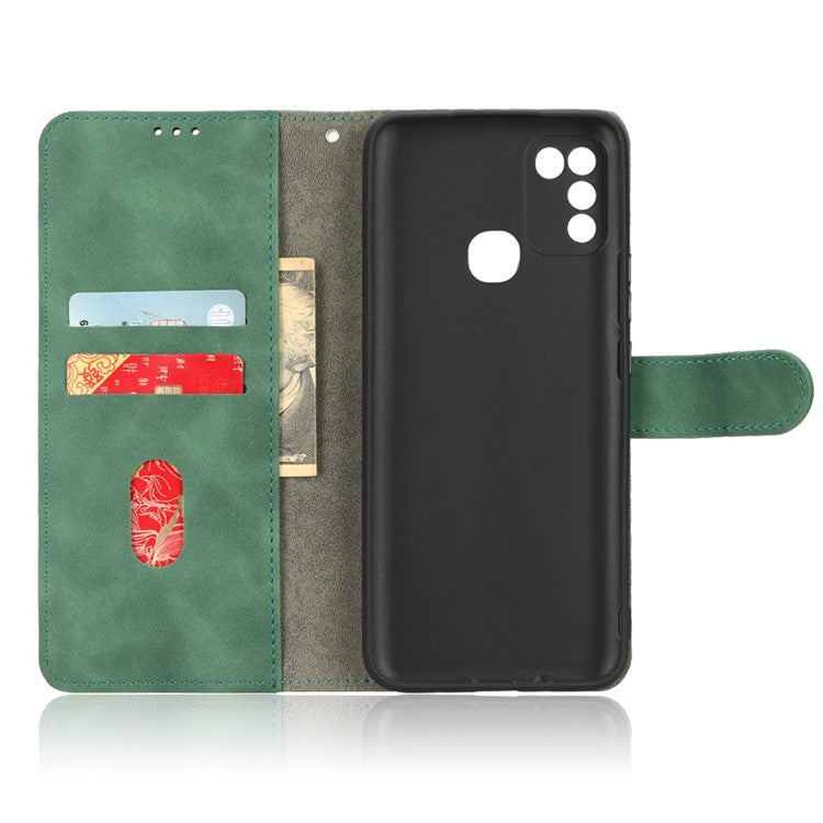 Phone Cover for Infinix Hot 10 Play, Collision Resistant Skin-Touch Feeling PU Leather Wallet Case with Stand Feature - Green