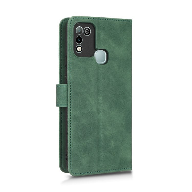 Phone Cover for Infinix Hot 10 Play, Collision Resistant Skin-Touch Feeling PU Leather Wallet Case with Stand Feature - Green