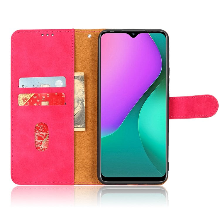 Phone Cover for Infinix Hot 10 Play, Collision Resistant Skin-Touch Feeling PU Leather Wallet Case with Stand Feature - Red