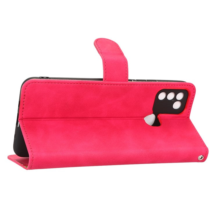 Phone Cover for Infinix Hot 10 Play, Collision Resistant Skin-Touch Feeling PU Leather Wallet Case with Stand Feature - Red