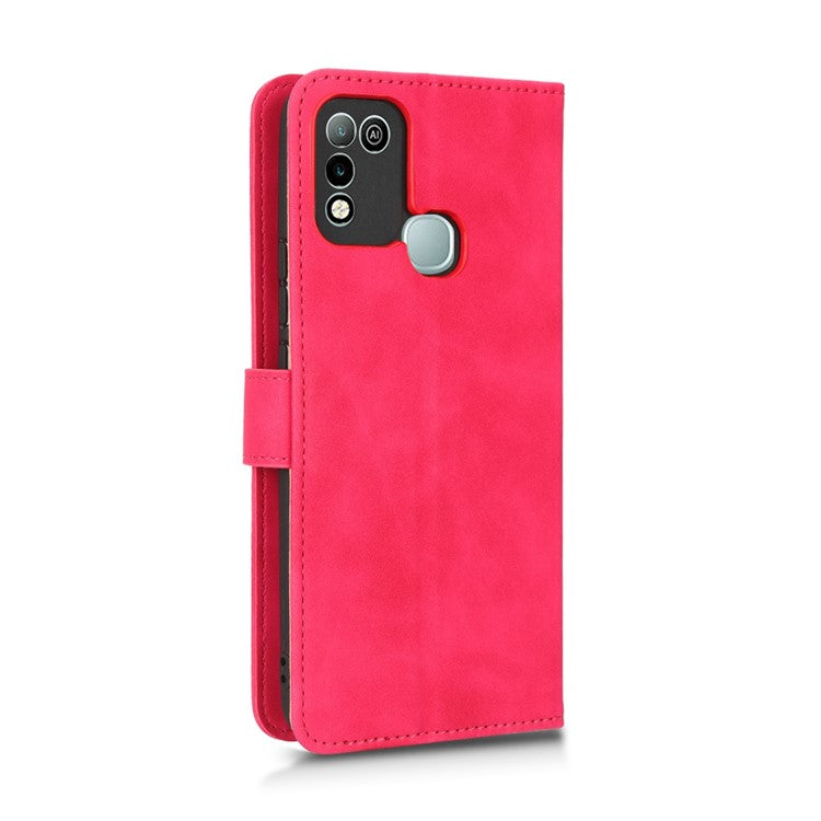 Phone Cover for Infinix Hot 10 Play, Collision Resistant Skin-Touch Feeling PU Leather Wallet Case with Stand Feature - Red