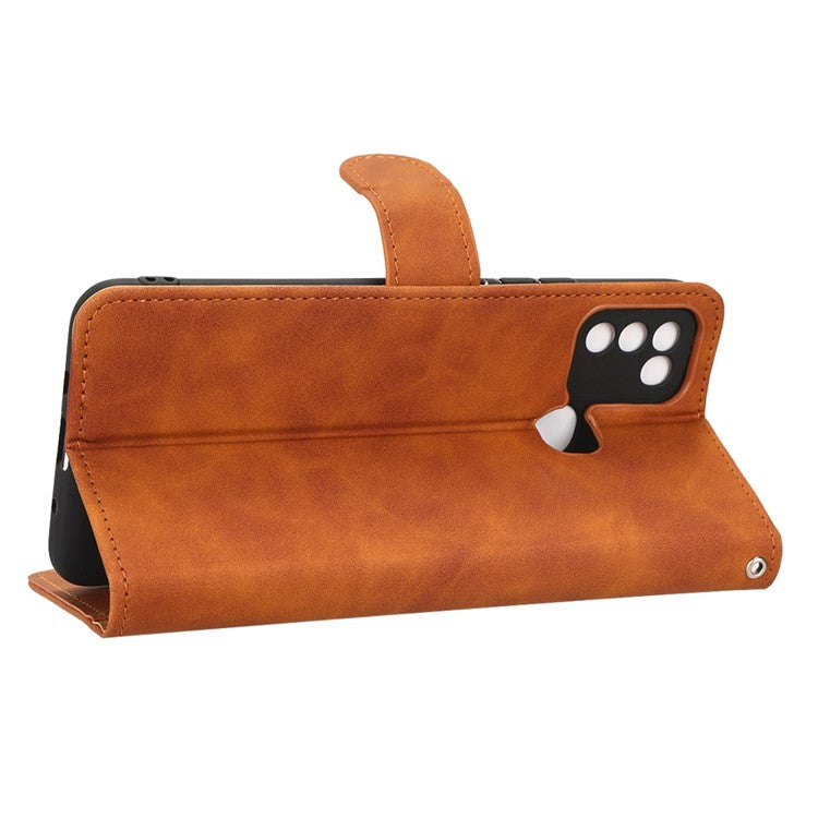 Phone Cover for Infinix Hot 10 Play, Collision Resistant Skin-Touch Feeling PU Leather Wallet Case with Stand Feature - Brown