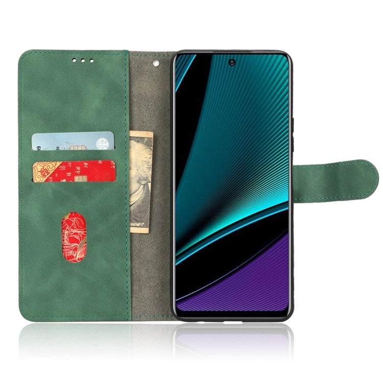 Phone Cover for Infinix Note 11 Pro, Anti-fall Skin-touch Feeling PU Leather Wallet Case with Stand Feature - Green
