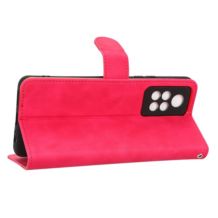 Phone Cover for Infinix Note 11 Pro, Anti-fall Skin-touch Feeling PU Leather Wallet Case with Stand Feature - Red