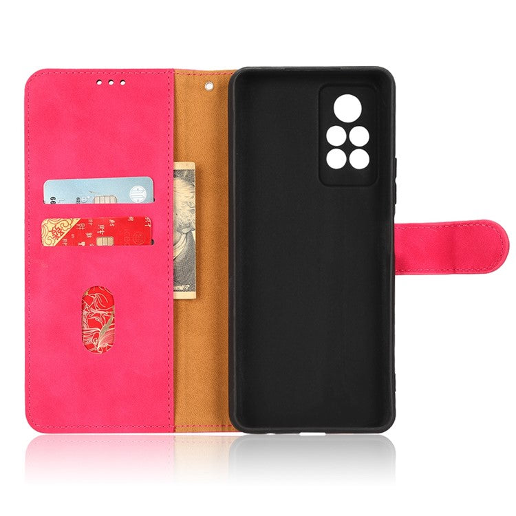 Phone Cover for Infinix Note 11 Pro, Anti-fall Skin-touch Feeling PU Leather Wallet Case with Stand Feature - Red