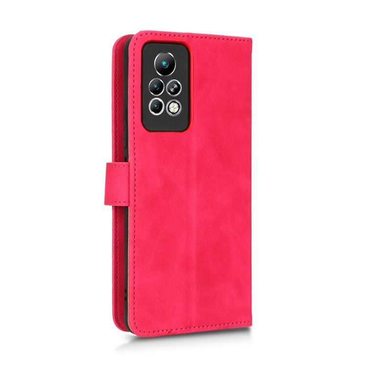 Phone Cover for Infinix Note 11 Pro, Anti-fall Skin-touch Feeling PU Leather Wallet Case with Stand Feature - Red