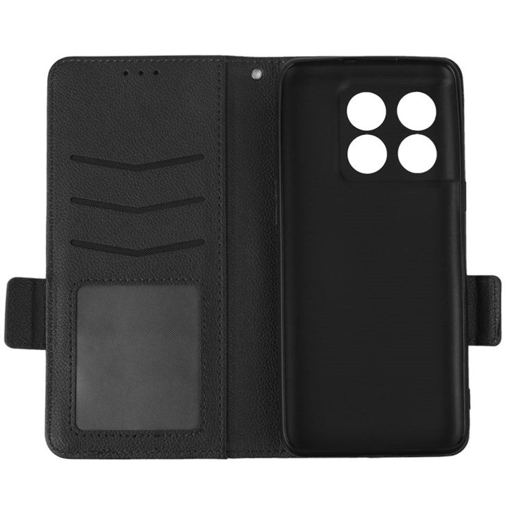 Litchi Texture Phone Case for OnePlus 10T 5G / Ace Pro 5G, Stand Wallet PU Leather Magnetic Clasp Folio Flip Protective Cover - Black