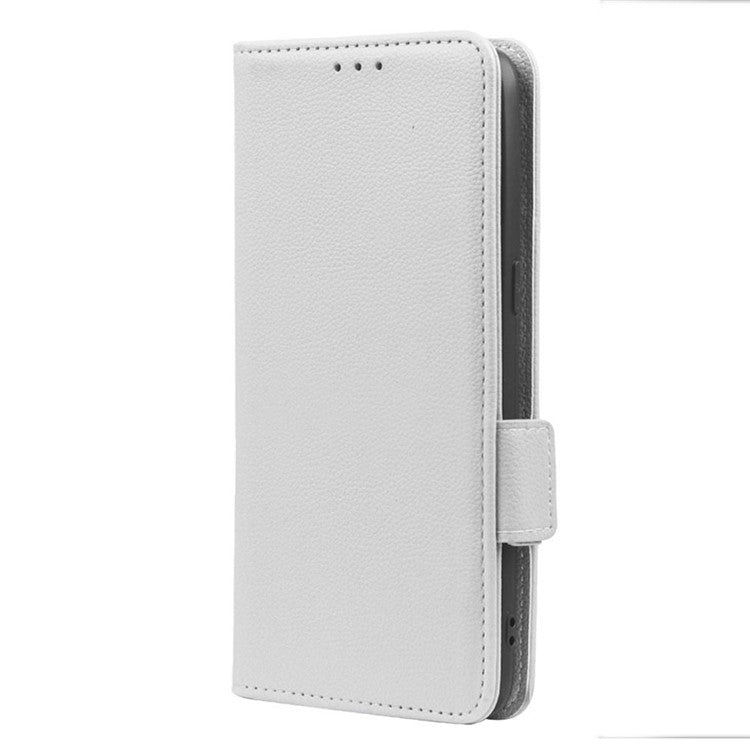 Litchi Texture Phone Case for OnePlus 10T 5G / Ace Pro 5G, Stand Wallet PU Leather Magnetic Clasp Folio Flip Protective Cover - White