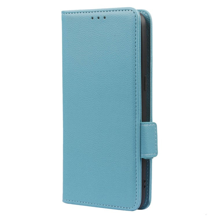 Litchi Texture Phone Case for OnePlus 10T 5G / Ace Pro 5G, Stand Wallet PU Leather Magnetic Clasp Folio Flip Protective Cover - Baby Blue