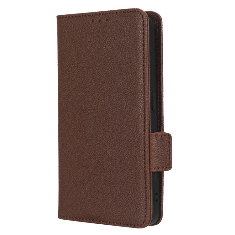PU Leather Magnetic Clasp Phone Case For Oppo Reno8 5G (Global Version) Litchi Texture Protective Phone Cover with Stand Wallet - Brown