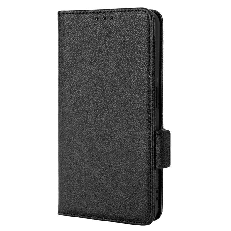 PU Leather Phone Case for Oppo A77 4G / A57 4G / A57e 4G / A57s 4G / A57 (CPH2387) (Taiwan Version), Litchi Texture Stand Wallet Phone Cover - Black