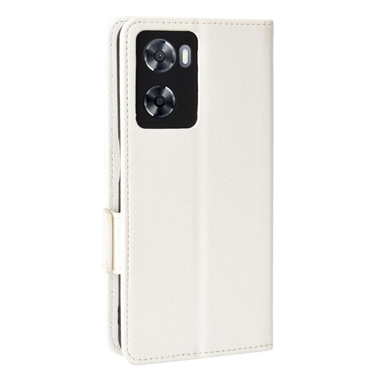 PU Leather Phone Case for Oppo A77 4G / A57 4G / A57e 4G / A57s 4G / A57 (CPH2387) (Taiwan Version), Litchi Texture Stand Wallet Phone Cover - White