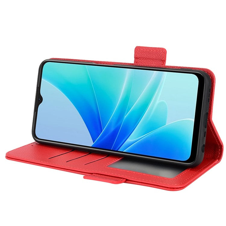 PU Leather Phone Case for Oppo A77 4G / A57 4G / A57e 4G / A57s 4G / A57 (CPH2387) (Taiwan Version), Litchi Texture Stand Wallet Phone Cover - Red