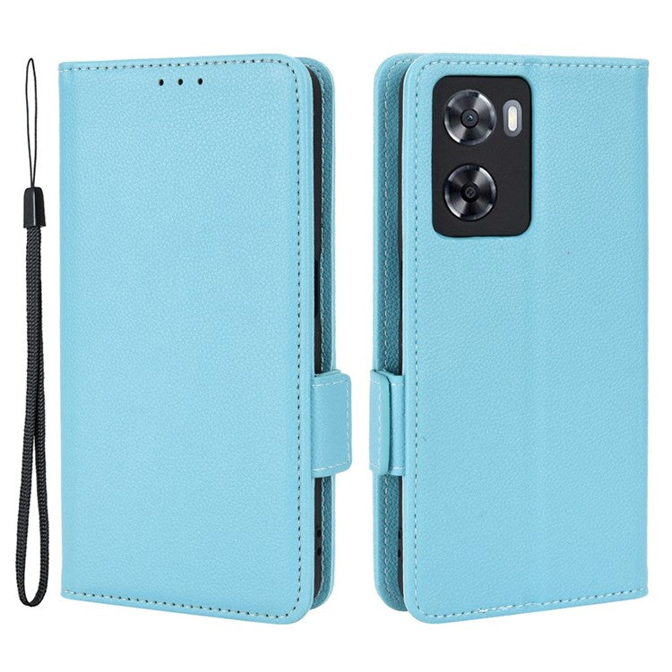 PU Leather Phone Case for Oppo A77 4G / A57 4G / A57e 4G / A57s 4G / A57 (CPH2387) (Taiwan Version), Litchi Texture Stand Wallet Phone Cover - Baby Blue