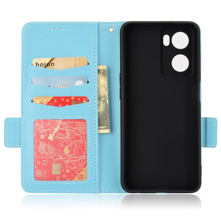 PU Leather Phone Case for Oppo A77 4G / A57 4G / A57e 4G / A57s 4G / A57 (CPH2387) (Taiwan Version), Litchi Texture Stand Wallet Phone Cover - Baby Blue