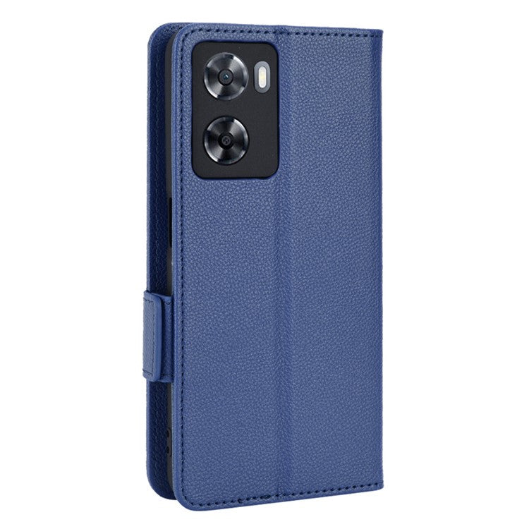 PU Leather Phone Case for Oppo A77 4G / A57 4G / A57e 4G / A57s 4G / A57 (CPH2387) (Taiwan Version), Litchi Texture Stand Wallet Phone Cover - Dark Blue