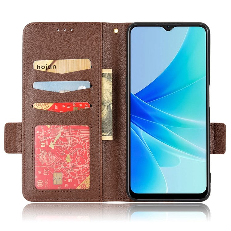 PU Leather Phone Case for Oppo A77 4G / A57 4G / A57e 4G / A57s 4G / A57 (CPH2387) (Taiwan Version), Litchi Texture Stand Wallet Phone Cover - Brown