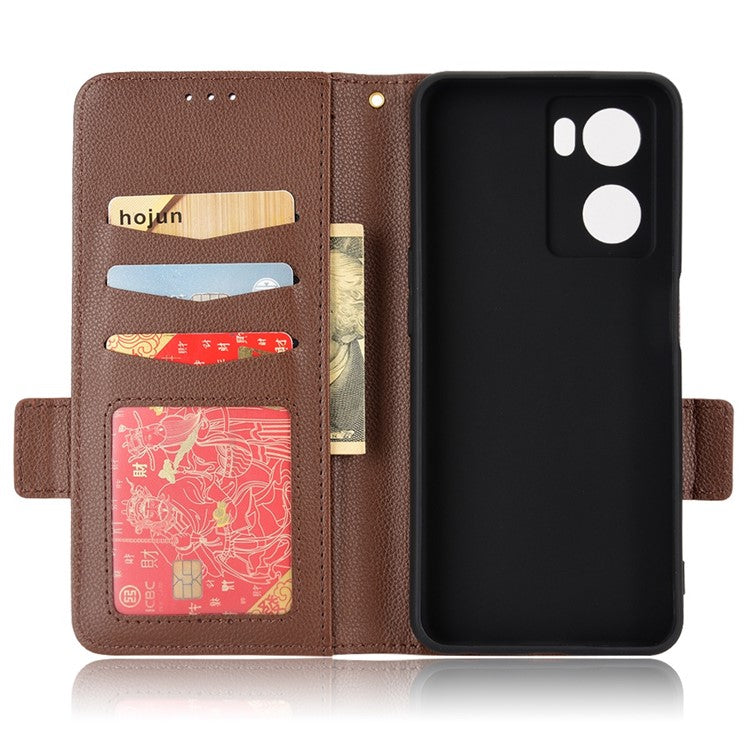 PU Leather Phone Case for Oppo A77 4G / A57 4G / A57e 4G / A57s 4G / A57 (CPH2387) (Taiwan Version), Litchi Texture Stand Wallet Phone Cover - Brown