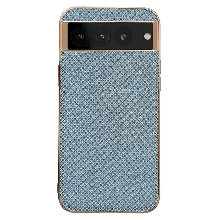 For Google Pixel 7 Pro 5G Phone Case Rhinestone Decorated Electroplating Anti-Drop Phone Shell TPU+PU Leather Cover - Blue