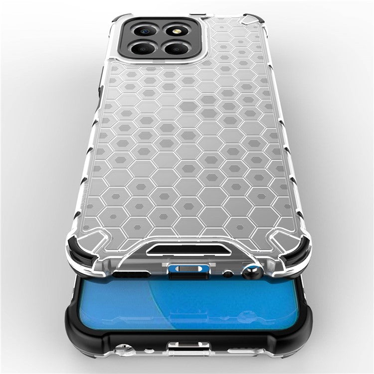 Anti-Drop Phone Case for Honor X8 5G Shockproof Slim Case Honeycomb Textured TPU + PC Phone Cover - Green