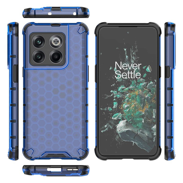 For OnePlus 10T 5G / Ace Pro 5G Phone Case Honeycomb Textured Shockproof Case TPU + PC Phone Cover - Blue