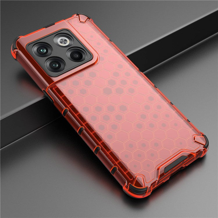 For OnePlus 10T 5G / Ace Pro 5G Phone Case Honeycomb Textured Shockproof Case TPU + PC Phone Cover - Red