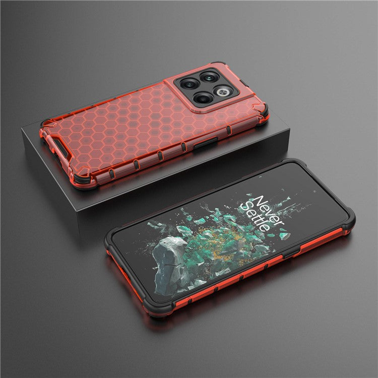 For OnePlus 10T 5G / Ace Pro 5G Phone Case Honeycomb Textured Shockproof Case TPU + PC Phone Cover - Red
