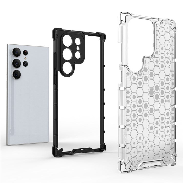 Shockproof Case for Samsung Galaxy S23 Ultra Honeycomb Textured Phone Case TPU + PC Protective Cover - Green