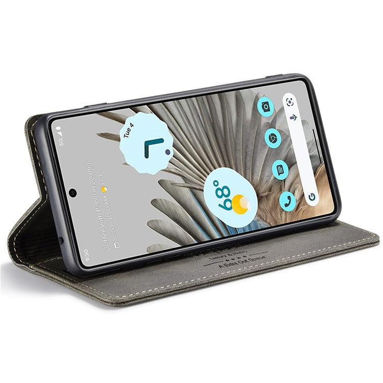 AUTSPACE A01 Series For Google Pixel 7 Pro 5G Retro Matte PU Leather Phone Case RFID Blocking Cover with Foldable Stand Wallet - Coffee