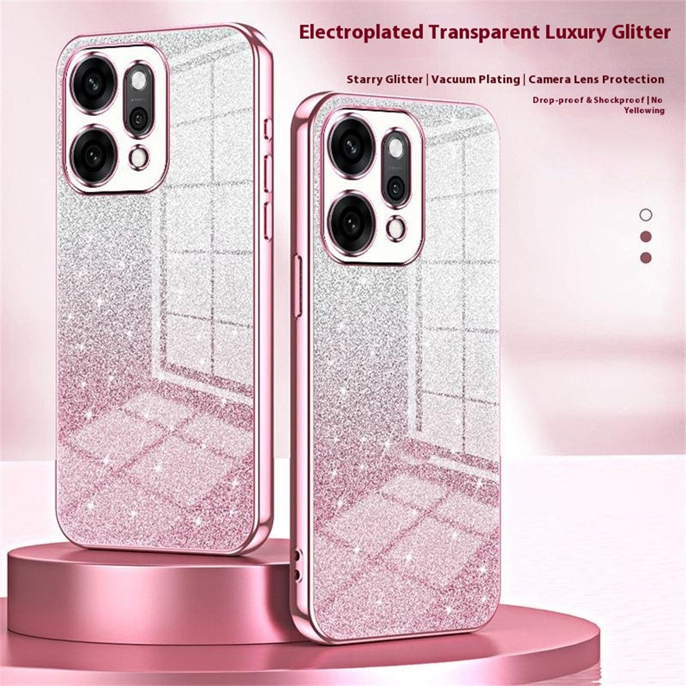 For Oppo Reno14 Pro 5G (Global) Case Electroplating Gradient Glitter TPU Phone Cover - Pink