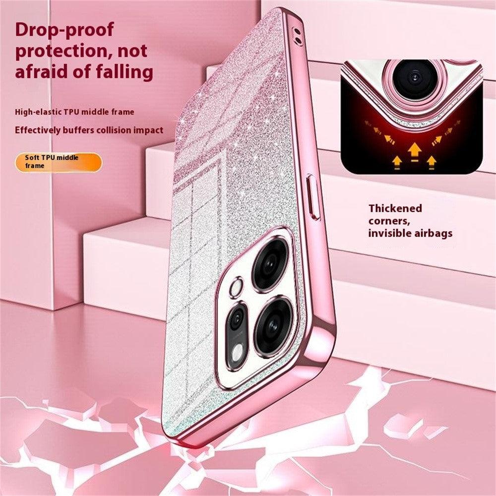 For Oppo Reno14 Pro 5G (Global) Case Electroplating Gradient Glitter TPU Phone Cover - Pink