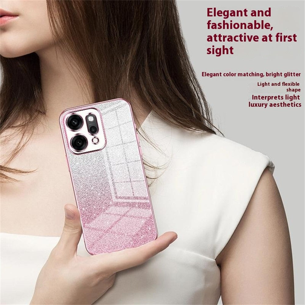 For Oppo Reno14 Pro 5G (Global) Case Electroplating Gradient Glitter TPU Phone Cover - Pink