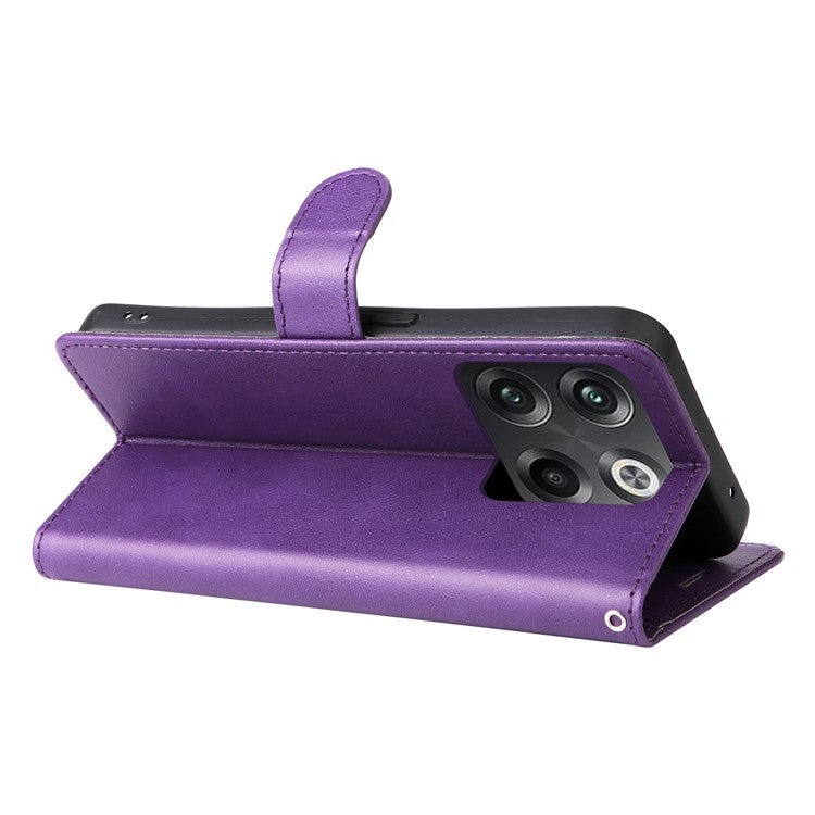 KT Leather Series-2 for OnePlus Ace Pro 5G / 10T 5G Anti-drop PU Leather Flip Wallet Case Solid Color Magnetic Closure Stand Phone Cover with Strap - Purple
