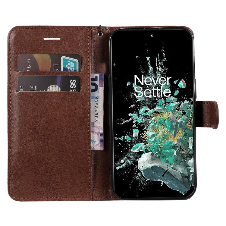 KT Leather Series-2 for OnePlus Ace Pro 5G / 10T 5G Anti-drop PU Leather Flip Wallet Case Solid Color Magnetic Closure Stand Phone Cover with Strap - Brown