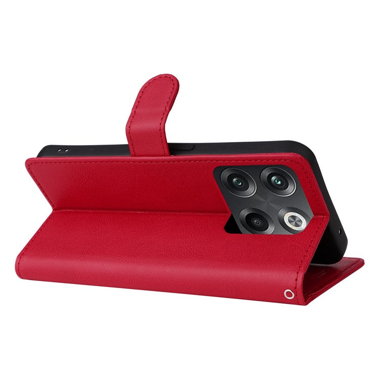 KT Leather Series-2 for OnePlus Ace Pro 5G / 10T 5G Anti-drop PU Leather Flip Wallet Case Solid Color Magnetic Closure Stand Phone Cover with Strap - Red