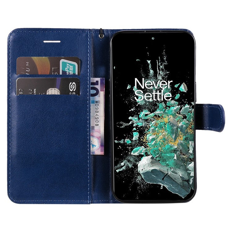 KT Leather Series-2 for OnePlus Ace Pro 5G / 10T 5G Anti-drop PU Leather Flip Wallet Case Solid Color Magnetic Closure Stand Phone Cover with Strap - Blue