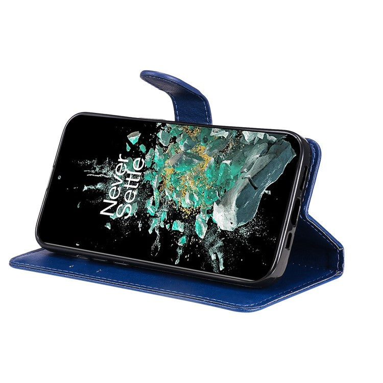 KT Leather Series-2 for OnePlus Ace Pro 5G / 10T 5G Anti-drop PU Leather Flip Wallet Case Solid Color Magnetic Closure Stand Phone Cover with Strap - Blue