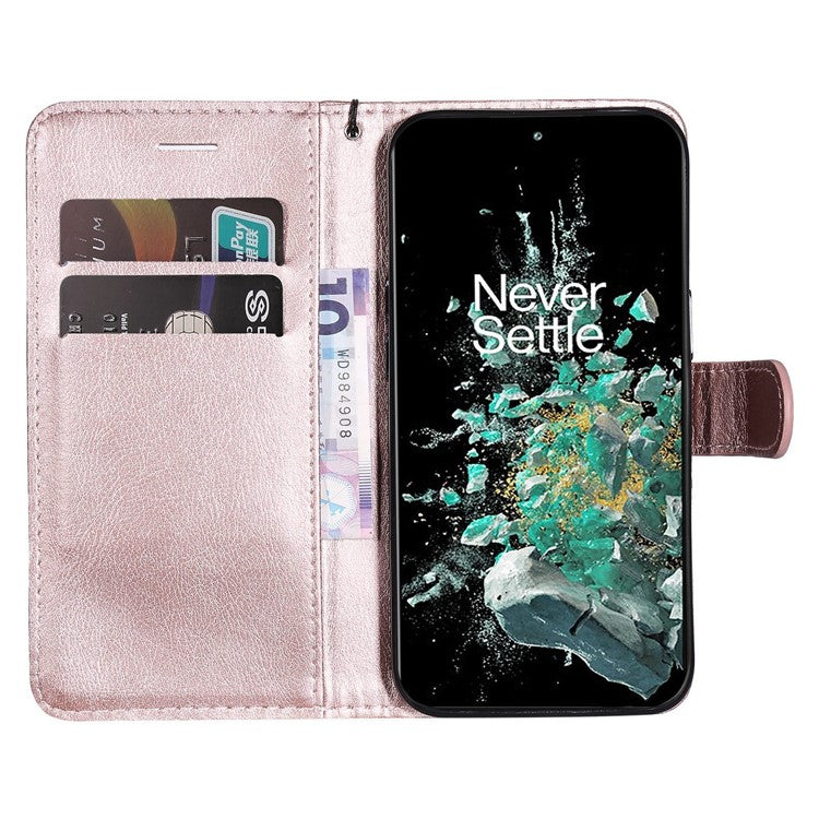 KT Leather Series-2 for OnePlus Ace Pro 5G / 10T 5G Anti-drop PU Leather Flip Wallet Case Solid Color Magnetic Closure Stand Phone Cover with Strap - Rose Gold