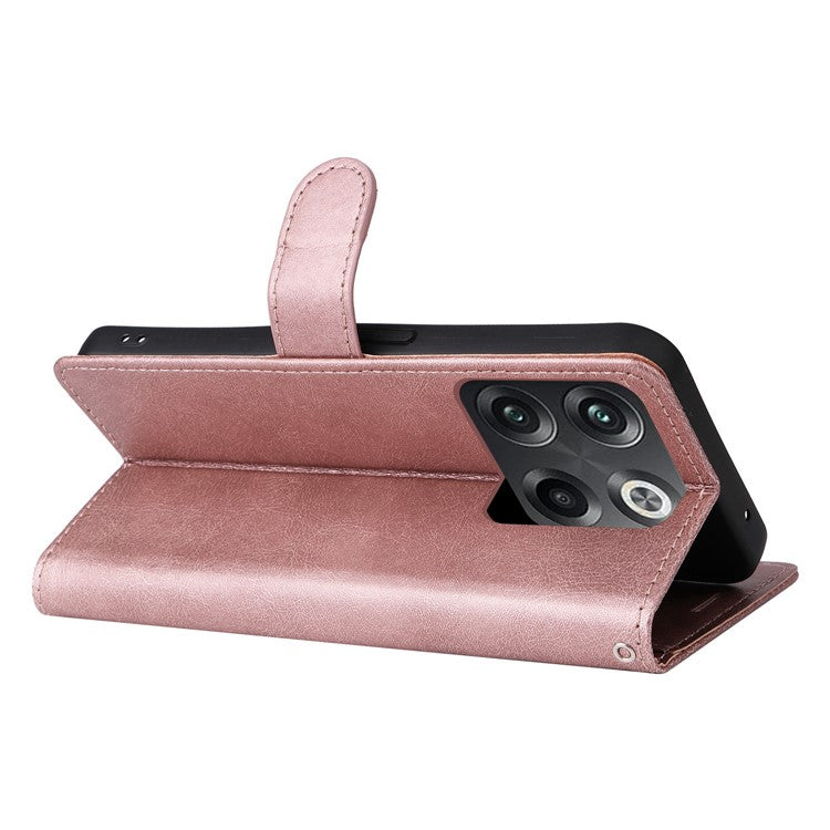 KT Leather Series-2 for OnePlus Ace Pro 5G / 10T 5G Anti-drop PU Leather Flip Wallet Case Solid Color Magnetic Closure Stand Phone Cover with Strap - Rose Gold