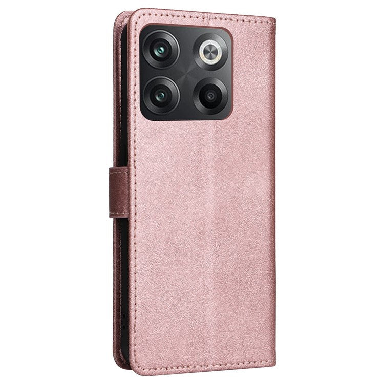 KT Leather Series-2 for OnePlus Ace Pro 5G / 10T 5G Anti-drop PU Leather Flip Wallet Case Solid Color Magnetic Closure Stand Phone Cover with Strap - Rose Gold