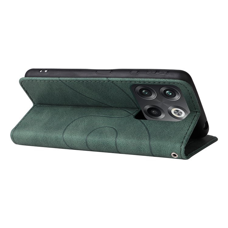 KT Leather Series-1 Anti-fall Phone Cover For OnePlus Ace Pro 5G / 10T 5G Dual-color Splicing PU Leather Phone Wallet Case Stand with Strap - Green