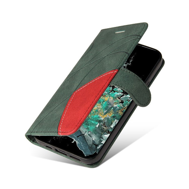 KT Leather Series-1 Anti-fall Phone Cover For OnePlus Ace Pro 5G / 10T 5G Dual-color Splicing PU Leather Phone Wallet Case Stand with Strap - Green