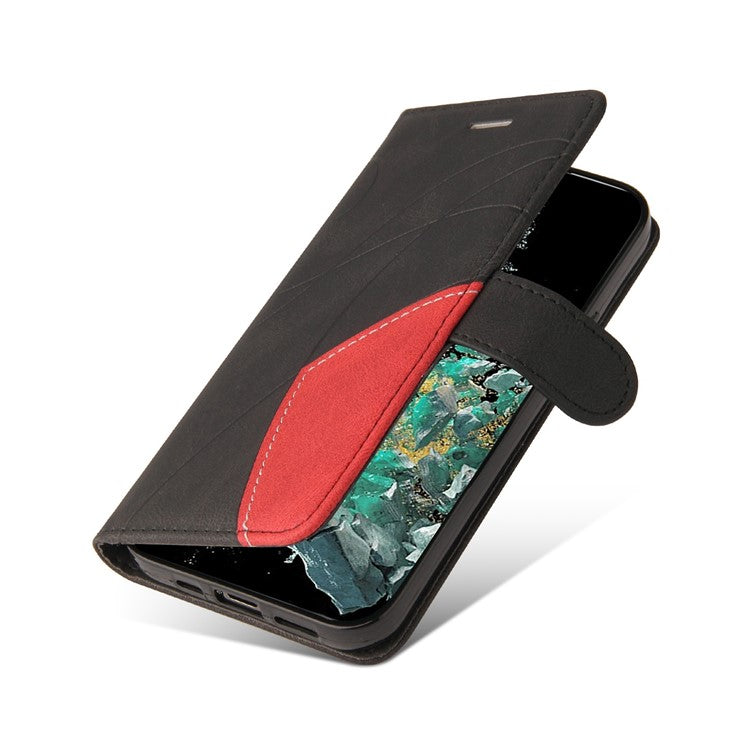 KT Leather Series-1 Anti-fall Phone Cover For OnePlus Ace Pro 5G / 10T 5G Dual-color Splicing PU Leather Phone Wallet Case Stand with Strap - Black