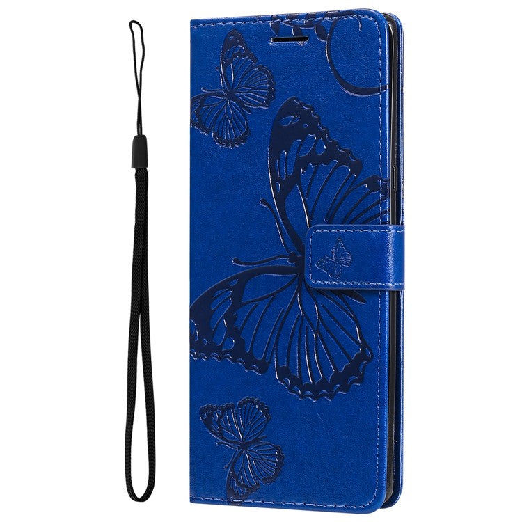 KT Imprinting Series-2 for Honor X40 5G / X9a 5G / Magic5 Lite 5G PU Leather Horizontal Stand Wallet Case Imprinted Butterfly Pattern Magnetic Clasp Protective Cover - Blue