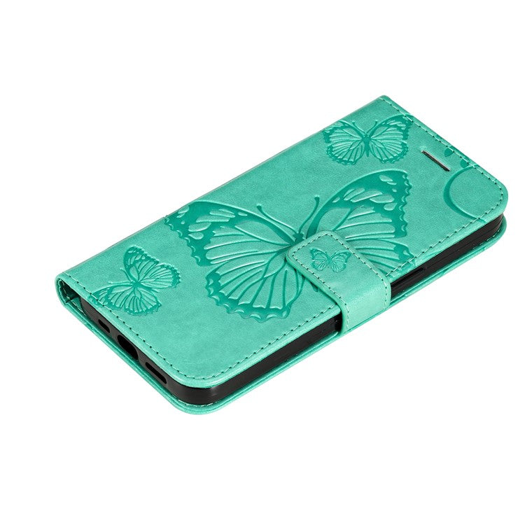 KT Imprinting Series-2 for Honor X40 5G / X9a 5G / Magic5 Lite 5G PU Leather Horizontal Stand Wallet Case Imprinted Butterfly Pattern Magnetic Clasp Protective Cover - Green