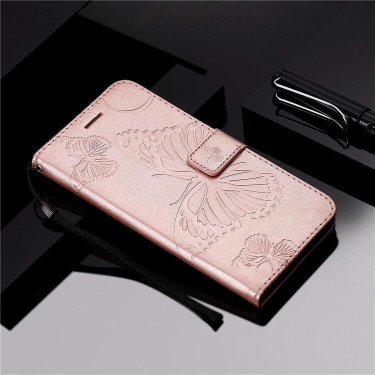 KT Imprinting Series-2 for Honor X40 5G / X9a 5G / Magic5 Lite 5G PU Leather Horizontal Stand Wallet Case Imprinted Butterfly Pattern Magnetic Clasp Protective Cover - Rose Gold