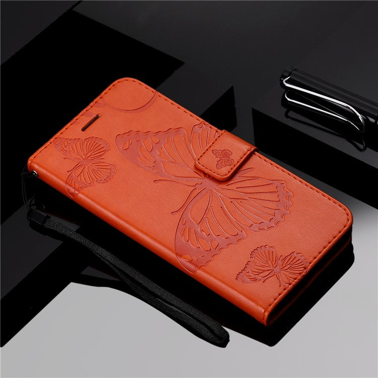 KT Imprinting Series-2 for Honor X40 5G / X9a 5G / Magic5 Lite 5G PU Leather Horizontal Stand Wallet Case Imprinted Butterfly Pattern Magnetic Clasp Protective Cover - Orange