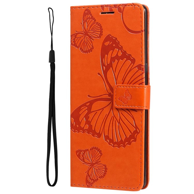 KT Imprinting Series-2 for Honor X40 5G / X9a 5G / Magic5 Lite 5G PU Leather Horizontal Stand Wallet Case Imprinted Butterfly Pattern Magnetic Clasp Protective Cover - Orange
